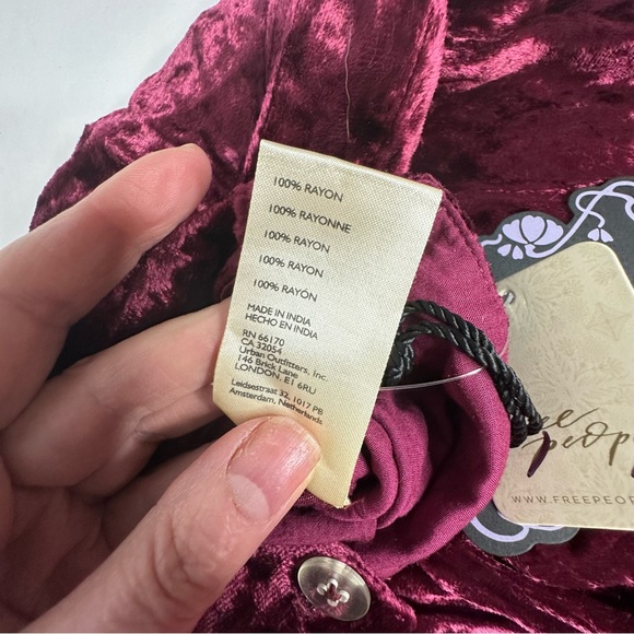 FINAL Last DAY NWT Anna Sui x FP Rose Garden Velvet Rose Embroidered Pants 0 - Picture 16 of 16